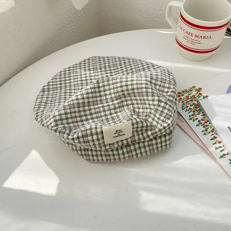 Boina Ins para bebé y niña, sombrero de pintor a cuadros a la moda de verano, sección delgada, transpirable, Color cálido, sombrero para niños para niñas