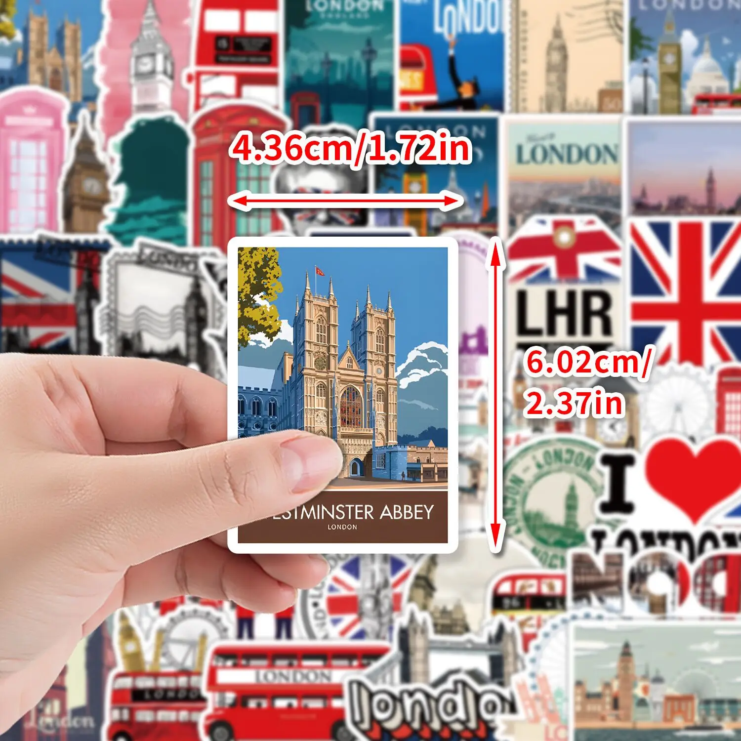 10/50PCS Vintage British style London Travel Stickers Aesthetic City Landmark Decals DIY Notebook Bike Phone Luggage Car Sticker