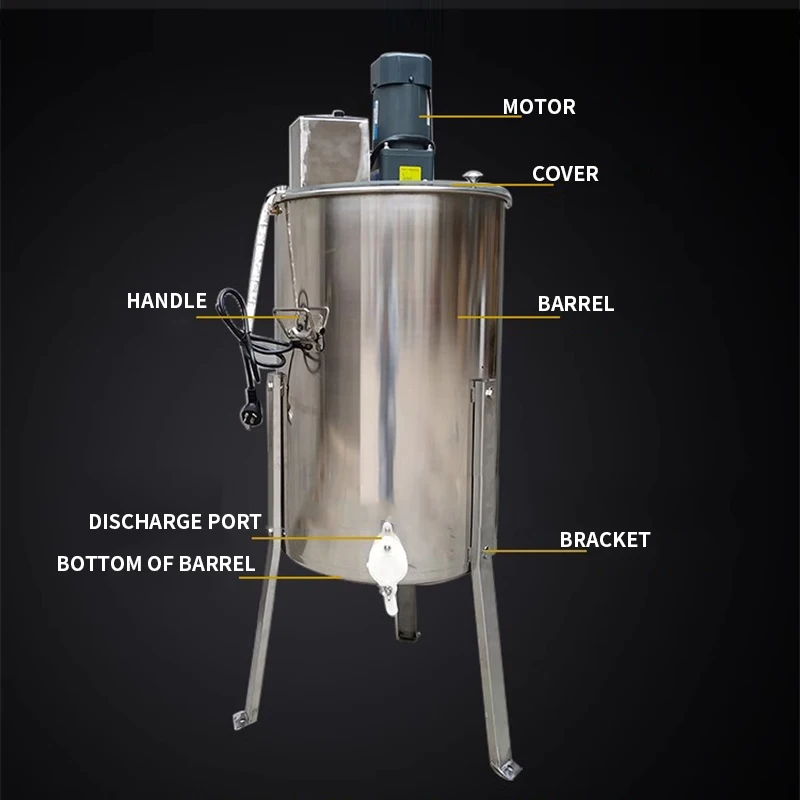 Электрический аппарат для извлечения меда 2-4 рамка фотоэлемент извлечение сот барабан Спиннер с прозрачной крышкой серебро