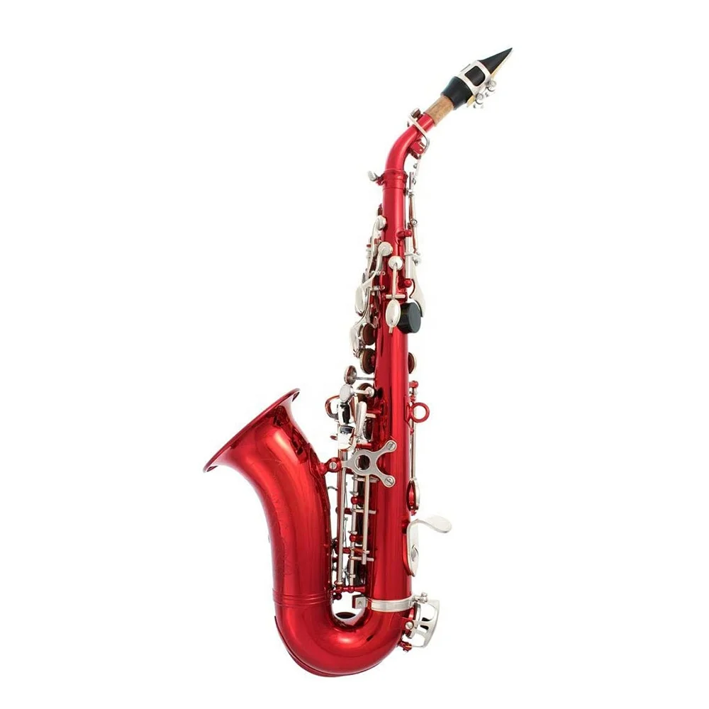 

Soprano Saxophone JYSS100DRDN BB Tone Red Nickel Keys And Curve Bell Woodwind Instrument For Professional Musicians Use