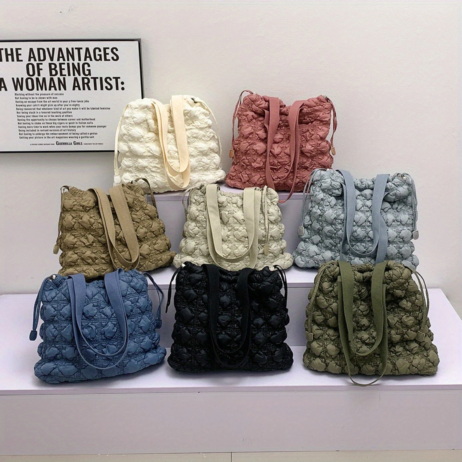 

Bubble Ruched Handbag, Cloud Pleated Shoulder Bag, Autumn Winter Drawstring Tote Bag - Women's Fashion Essentials