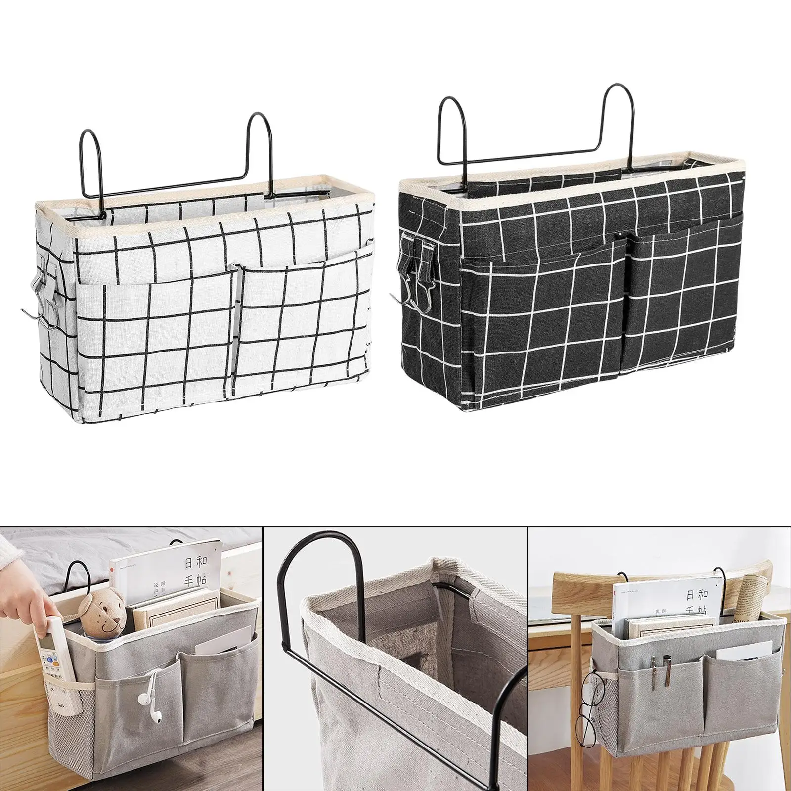 Bedside Storage Organizer Bedside Caddy Storage Bag for Tablet Dorm Chargers