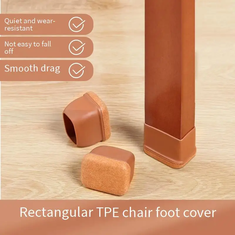 

8 Pcs/Lot Rectangular Table and Chair Foot Cover Silent Wear-resistant Chair Leg Protective Thick TPE Furniture Stool Foot Pad