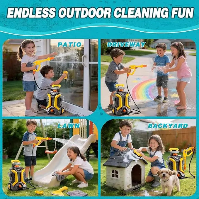 Kids Car Wash Toy Pressure Washer Playset Pretend Play Water Gun Spray Machine Outdoor Washing Toys for Boy Birthday Gifts