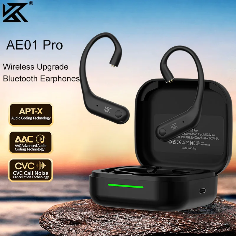 

KZ AE01 PRO Wireless Upgrade Ear Hook Cable ANC Noise Cancellation Bluetooth 5.2 C-Pin LDAC HD Audio Decoding Compatible APT-X