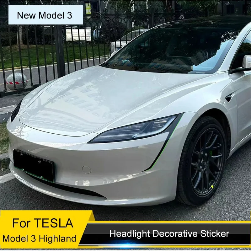 

For Tesla Model 3 Highland Headlight Decorative Sticker Model 3+ Lamp Eyebrow Decor Handle Front Bumper Window Protective Film