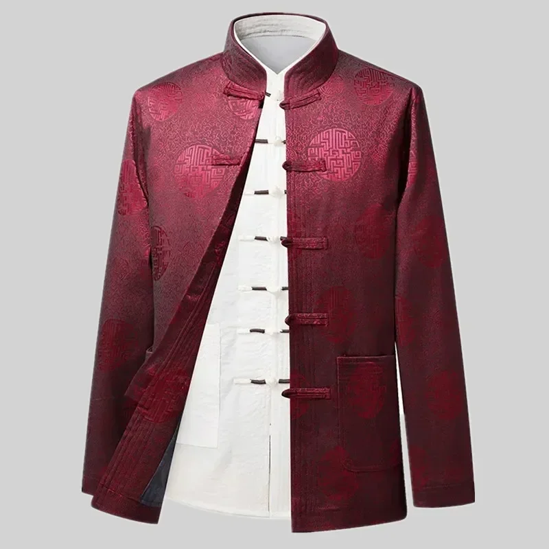 Spring Autumn Men Coat Chinese Style Tang Top Clothes Casual Long Sleeve Jacket Vintage Male China Classic New Year Clothing