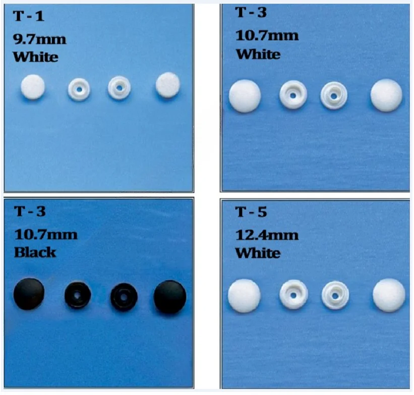 KAM 송진 스냅 버튼, 4 부분 링 버튼, 패스너 프레스 스터드, T1, T3, T5, T8, T15 프롱, DIY 맞춤형 FP-019, 150 세트