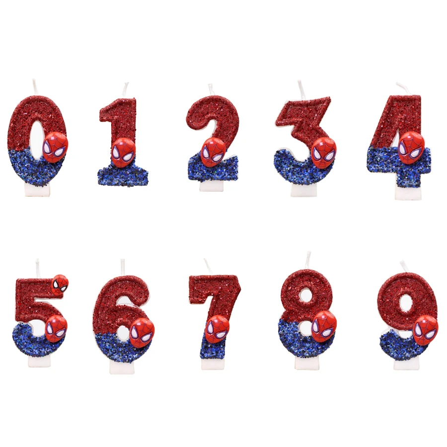 

Spider-Man Birthday Candles Original Fun Figure Superhero Spiderman 0-9 Candles Toppers Cake Decoration for Kids Boy Party Favor