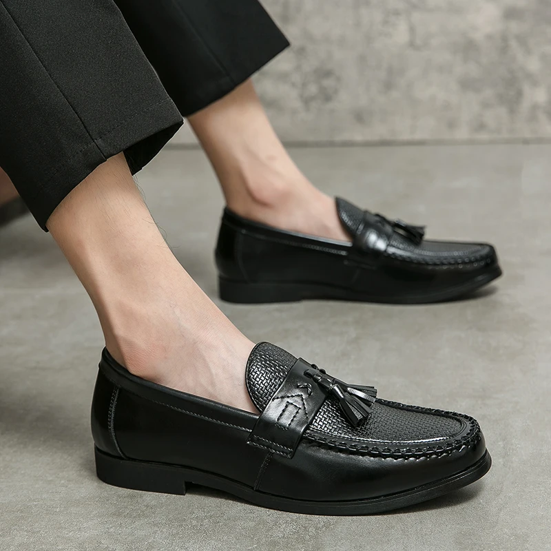 Trendy Mens Loafers Casual Leather Tassel Slip on Shoes  Male Work Office Driving Sneakers outdoors Comfortable Large 38-48