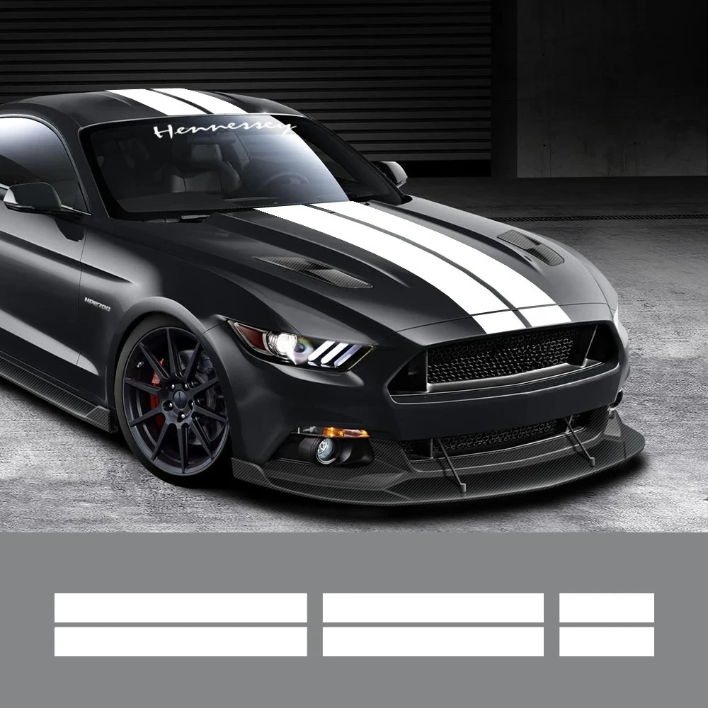 

3Pcs Car Stickers Auto Hood Bonent Roof Tail Decor Decal Graphics Stripes Kit Vinyl Tuning Cover For Ford Mustang GT500 GT350 GT