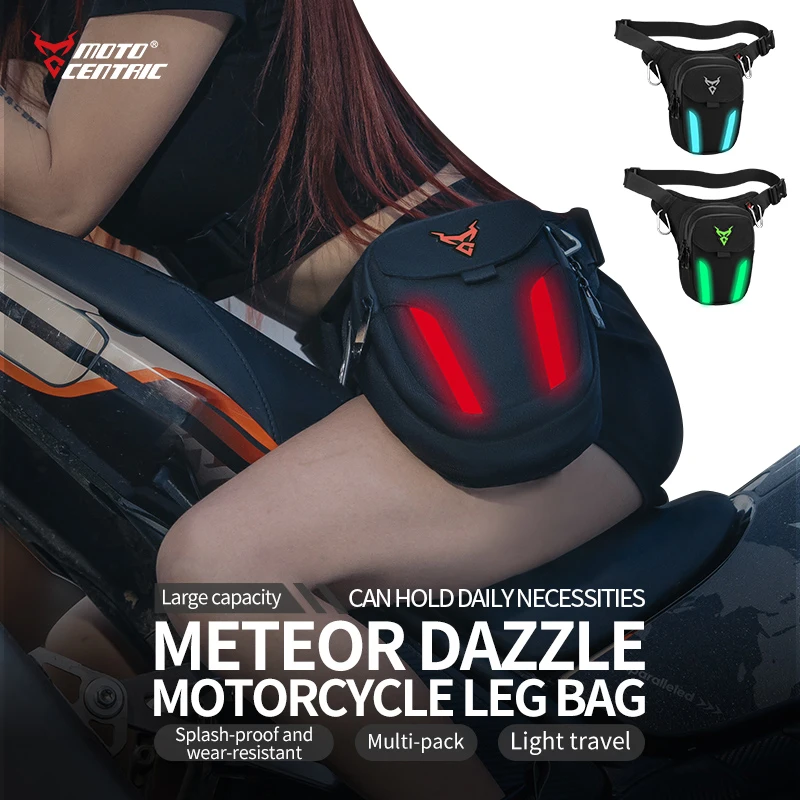 Motorcycle Drop Leg Bag with LED Light Ride Cycling Casual Waist Bag Fanny Pack Travel Hiking Climbing Outdoor Pocket Waterproof