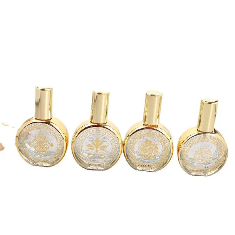 1PCS 20ml Portable Glass Perfume Bottle with Gold Plated Pattern for Travel Cosmetic Fine Mist Atomizer Container
