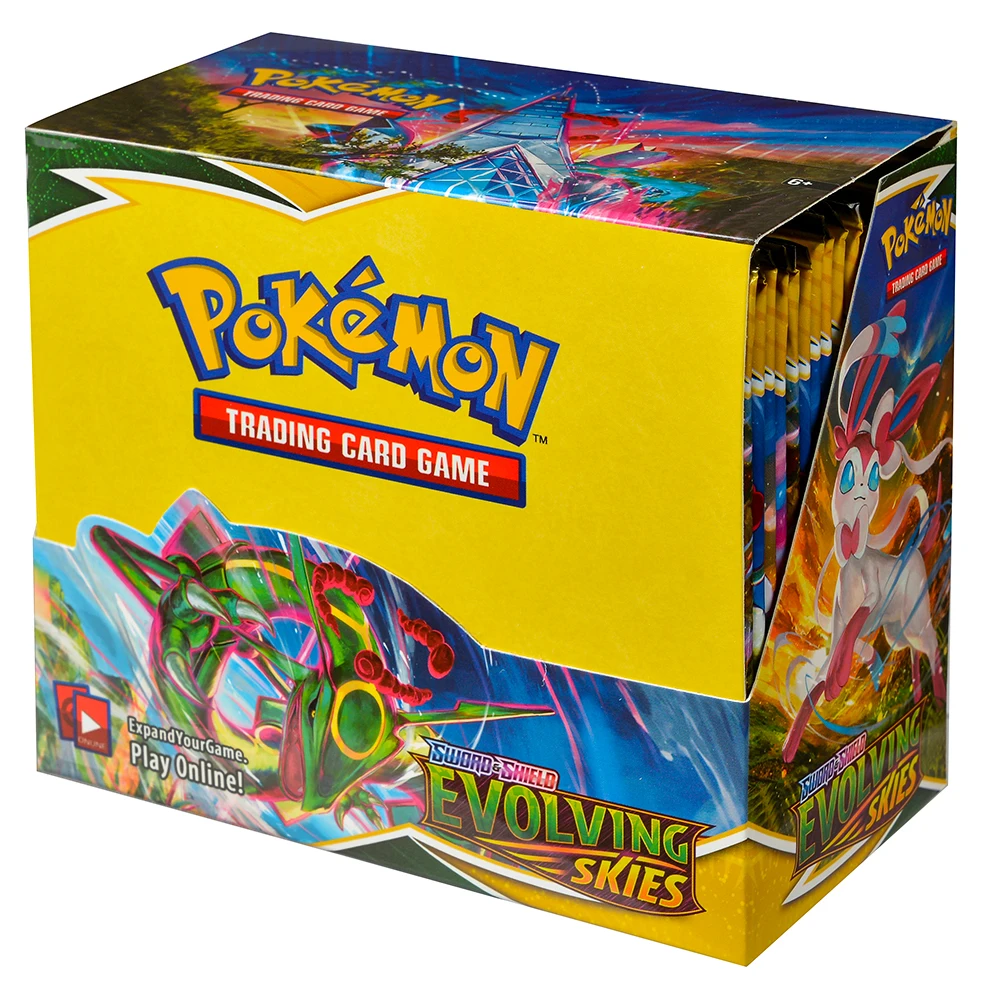Nouveau lot de 360 cartes Pokémon TCG : Sword Shield Evolving Skies, boîte de 36 paquets de cartes à échanger Pokémon, prêt à être expédié, cadeau.