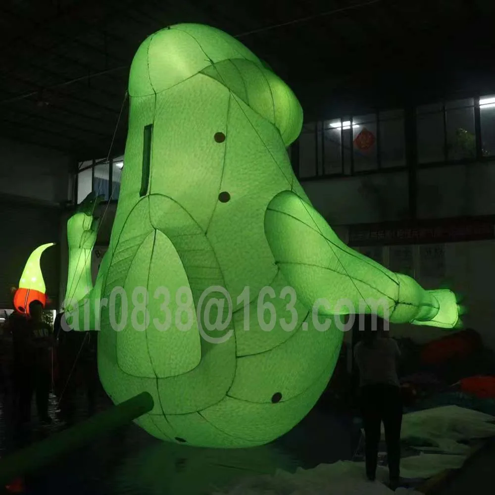 Outdoor Halloween Inflatable Slimer Ghost With Led Lights Blower Inflatable Green Monster Blow Up Devil For Festival Decoration