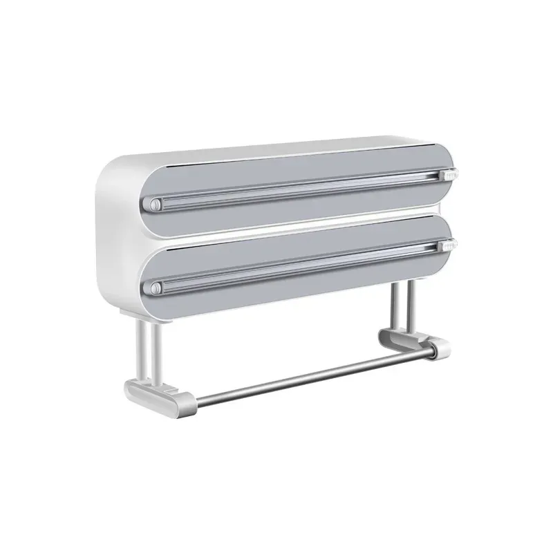 قاطع تغليف بلاستيكي مبتكر مثبت على الحائط، متعدد الوظائف وقابل للتعديل لمستلزمات المطبخ، قاطع قصدير للخبز