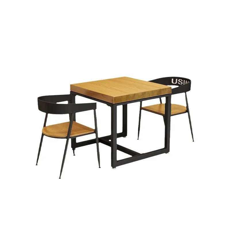 

Dining table and chairs Milk tea shop Snack bar Catering shop Square small square table and chair combination