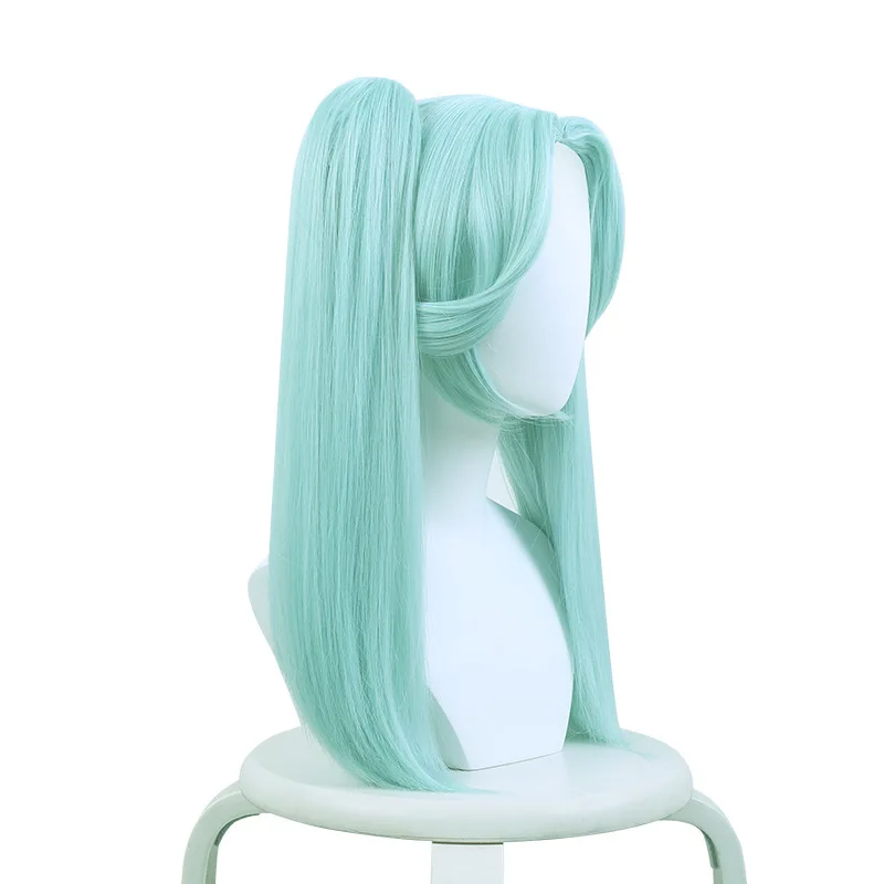 Anime Twin Tail Pruik - Turkoois verdikte paardenstaarten en afneembare clips |   Hittebestendige vezel voor cosplay