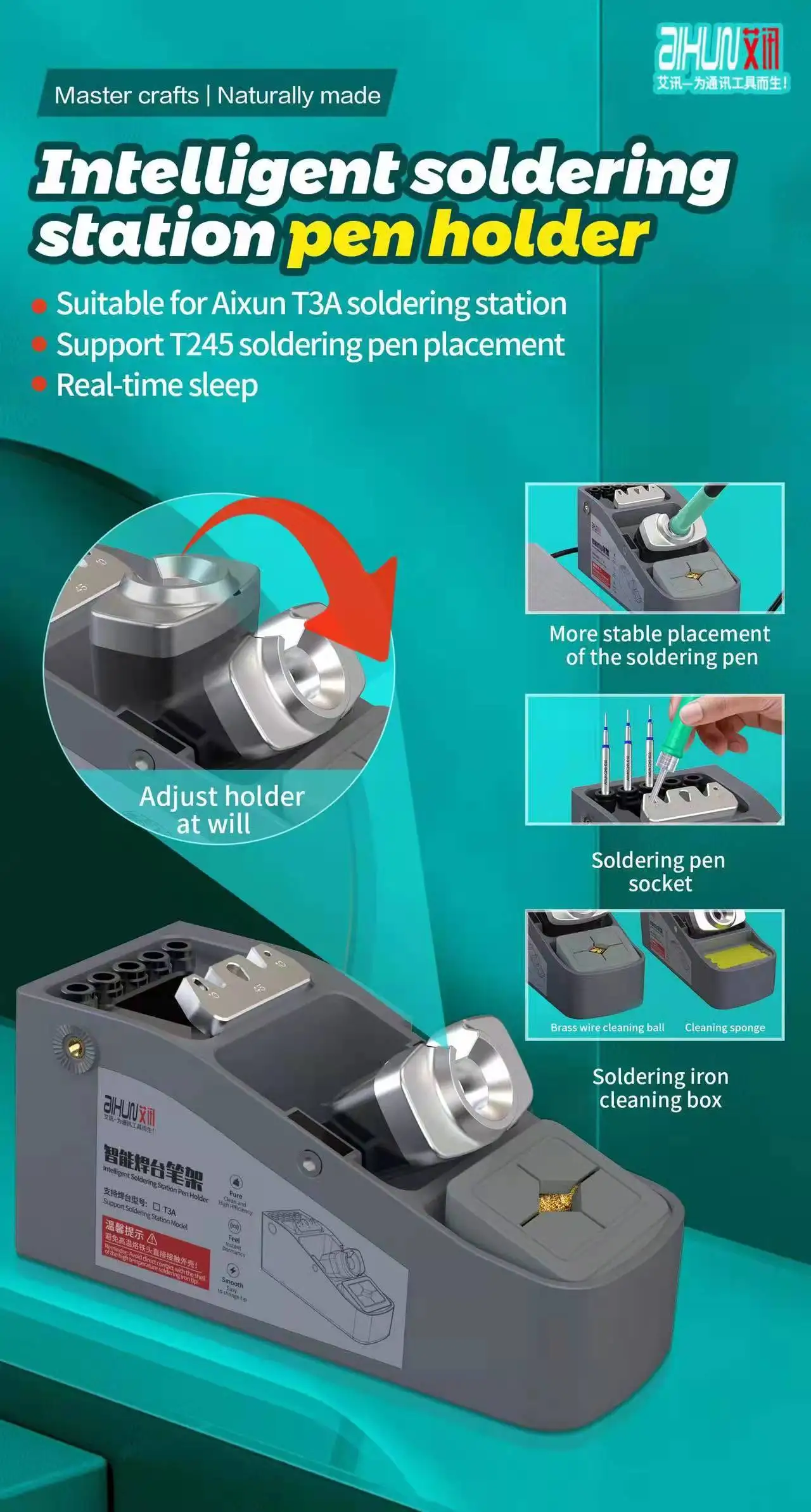 AIXUN Pegangan Besi Solder untuk JC AIXUN T3A/T3B Ujung Besi Solder Elektrik Pegangan Besi