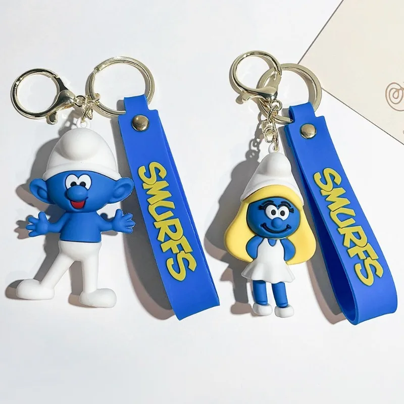 Creative Cartoon Papa Smurf/Smurfette Doll Keychain Pendant Anime Peripheral Decoration Bag Accessories Daily Gift for Friends