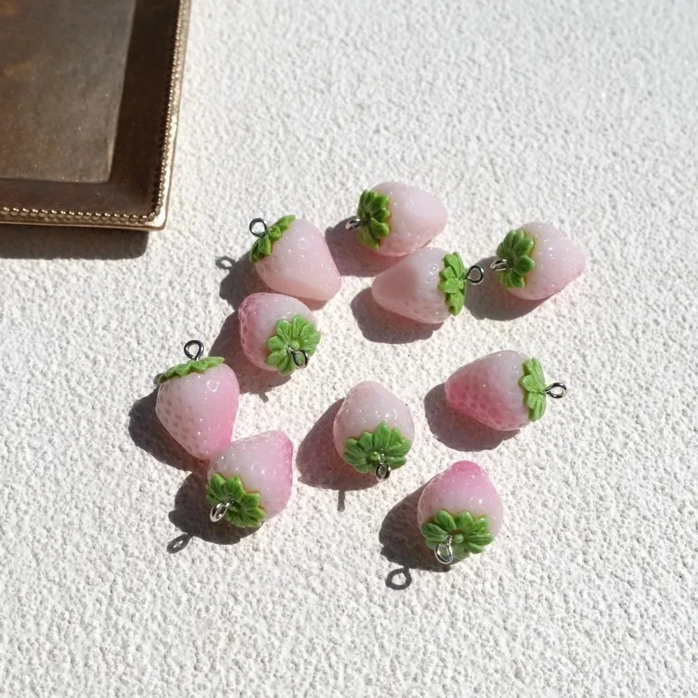 10pcs Mini Pink Strawberry Rabbit Pendants Lovely Resin Charms For DIY Earrings Bracelets Handcraft Dollhouse Ornament Making view 5