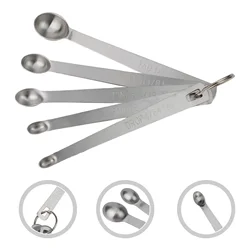 5Pcs/Set Mini Measuring Spoons Stainless Steel Tea Coffee Sauce Scoops Baking Seasoning Tool Kitchen Mearure Accessories