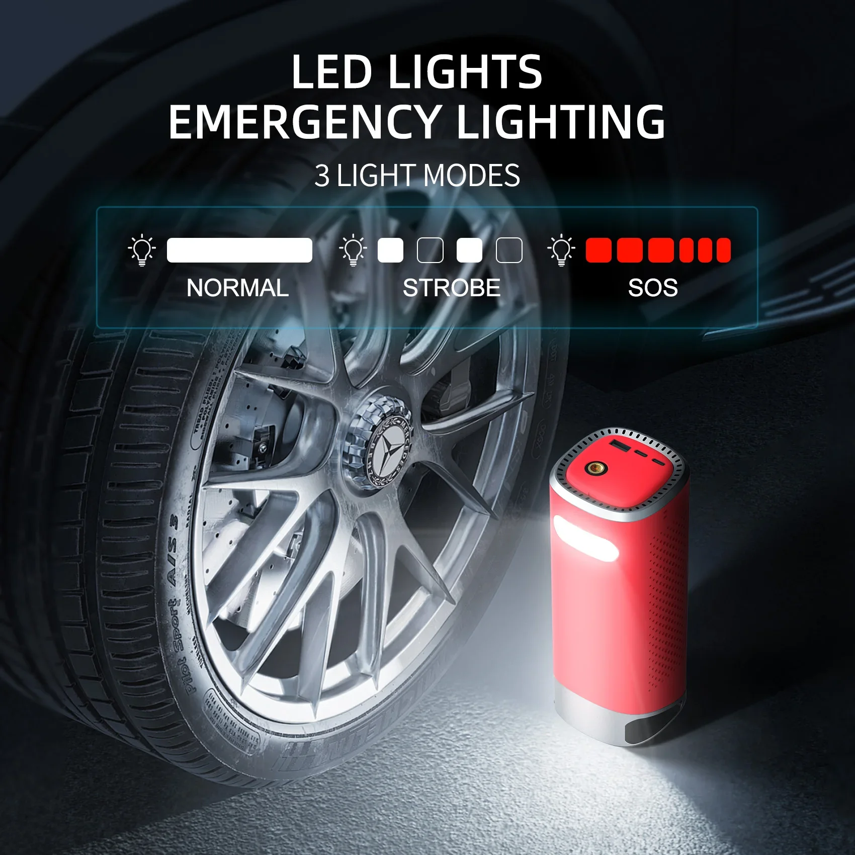 8000mAh Strong Core 2 in 1 Car Jump Starter Tire Inflator 12V Auto Dead Battery Booster Digital Emergency Air Pump Rescue Tool