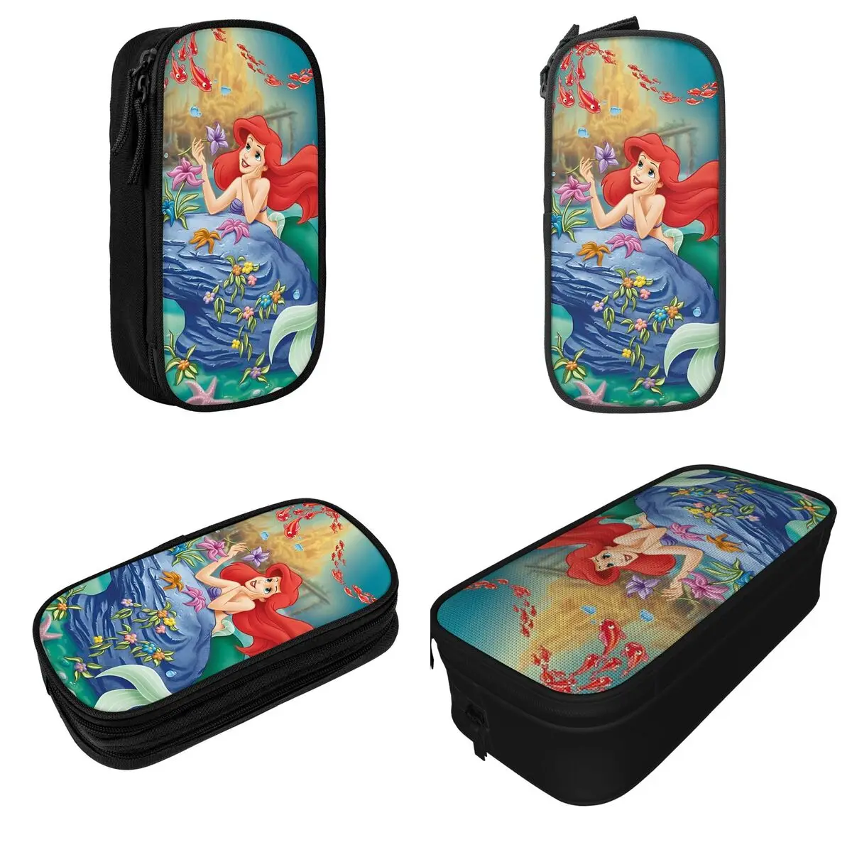 The Little Mermaid Cartoon Pencil Cases Fashion Ariel Anime Princess Pen Box Bag Large Storage School Supplies Gifts Pencilcases