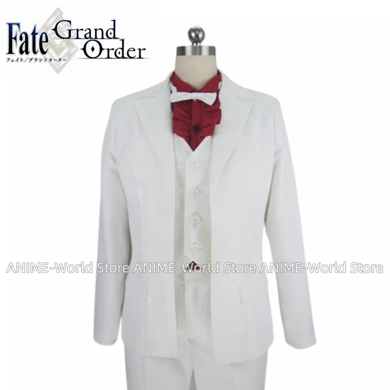 Game FGO Fate Grand Order Archer Gilgamesh Kiss Your Hand White Suits Wig Uniform Cosplay Costume