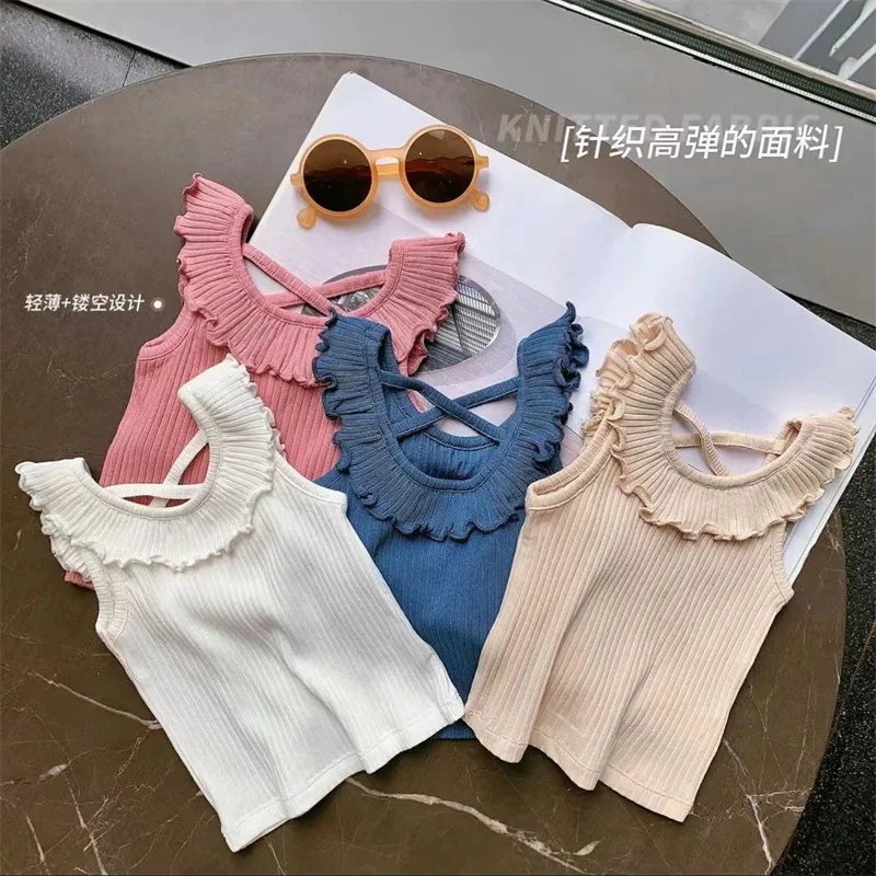 2022 Summer Girls Fashion Sleeveless T-shirt Baby Kids Children Vest