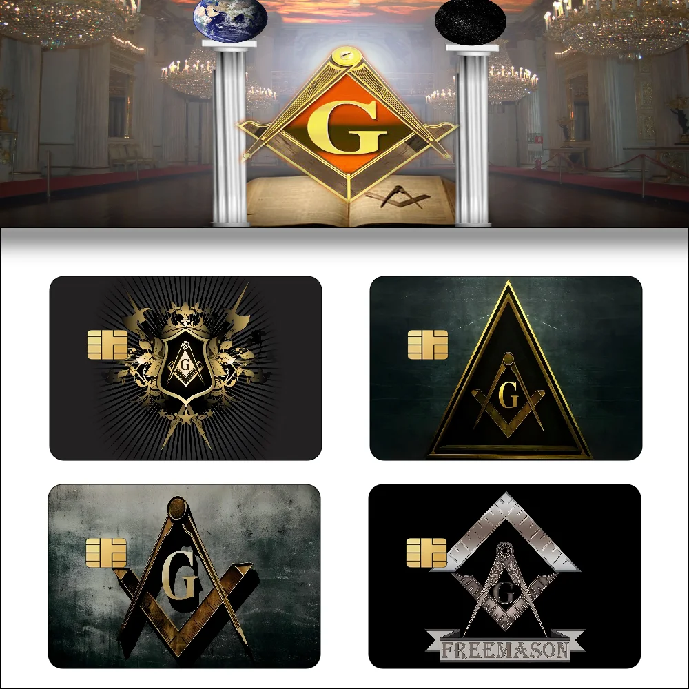 

Золотой логотип масона, 1 набор из 4 шт., наклейки на кожу кредитной карты для банковской карты VISA, водонепроницаемая наклейка с защитой от царапин, женский подарок