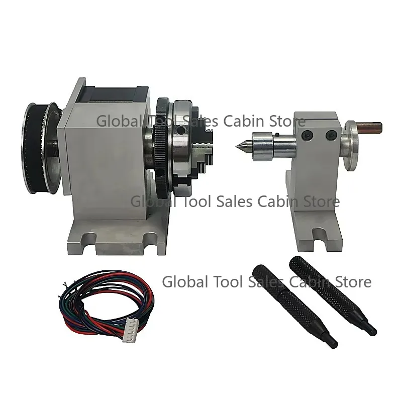 65mm 3 Jaw CNC Router Chuck Rotary Axis Tailstock for CNC Lathe Machine Tools Accessories