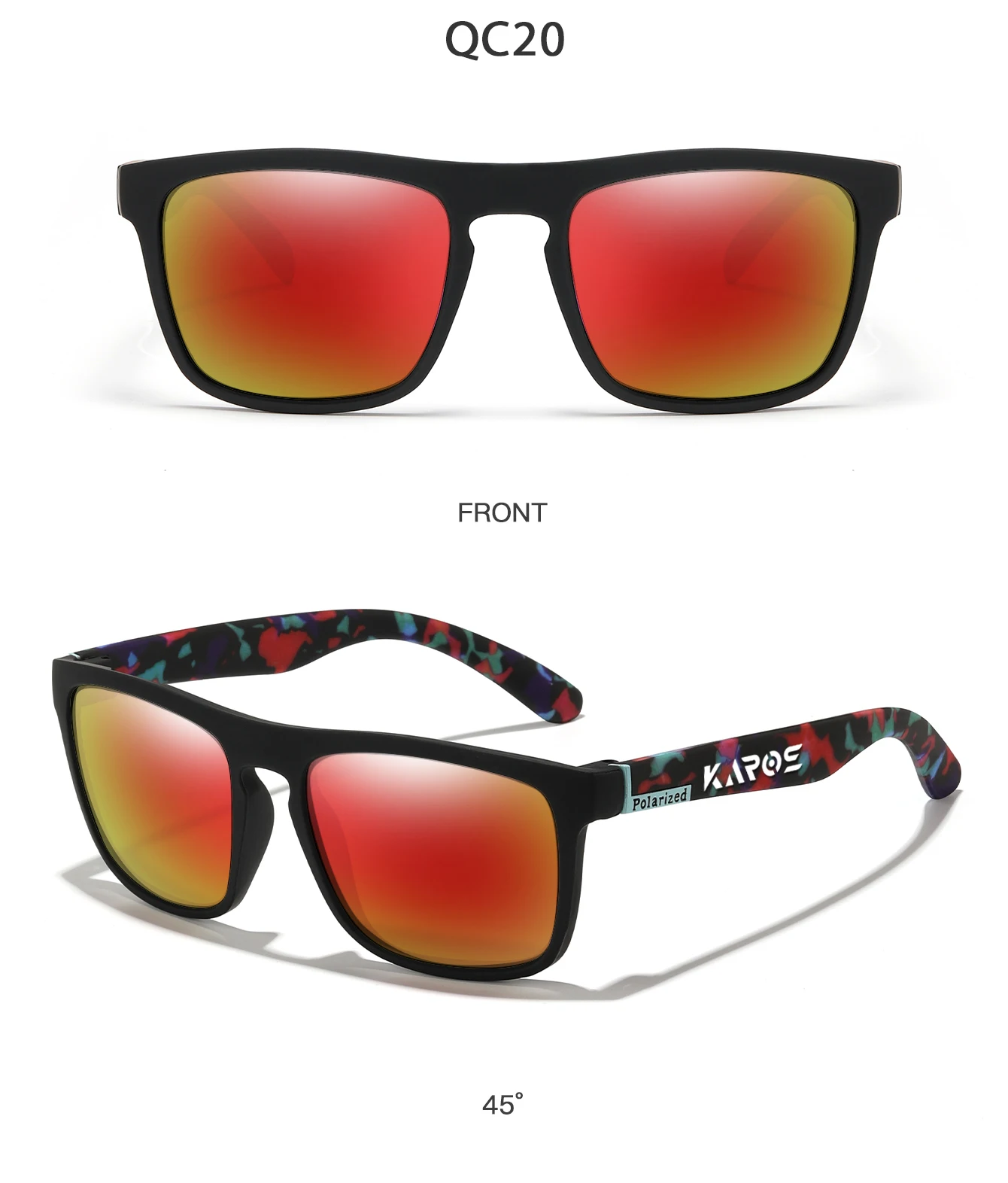 KAROS 2 Stück modische polarisierte Sportbrillen für Männer und Frauen, stilvoll, Camping, Wandern, Radfahren, Laufen, UV400-Schutz, Sonnenbrille YZ24 – Detail 11