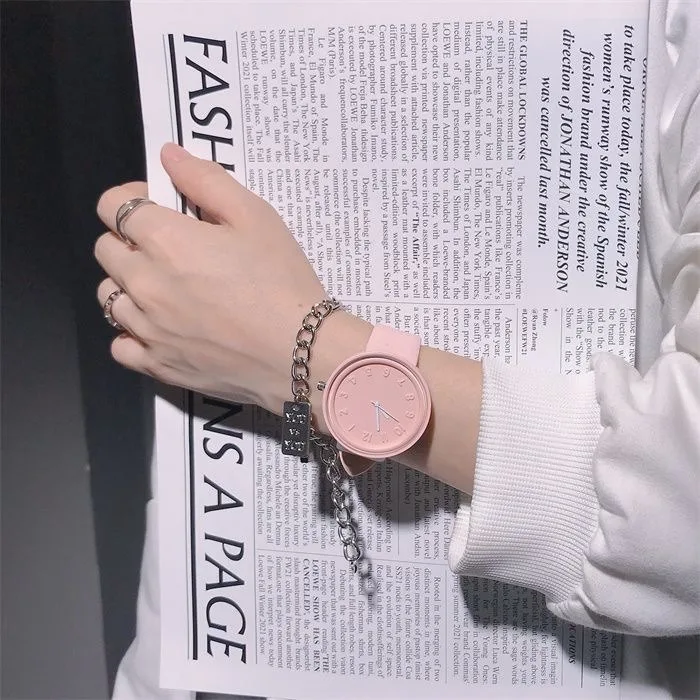 New 2025 Women's Watch Student High Beauty Candy Color Small Fresh Simple and Niche Design Customized
