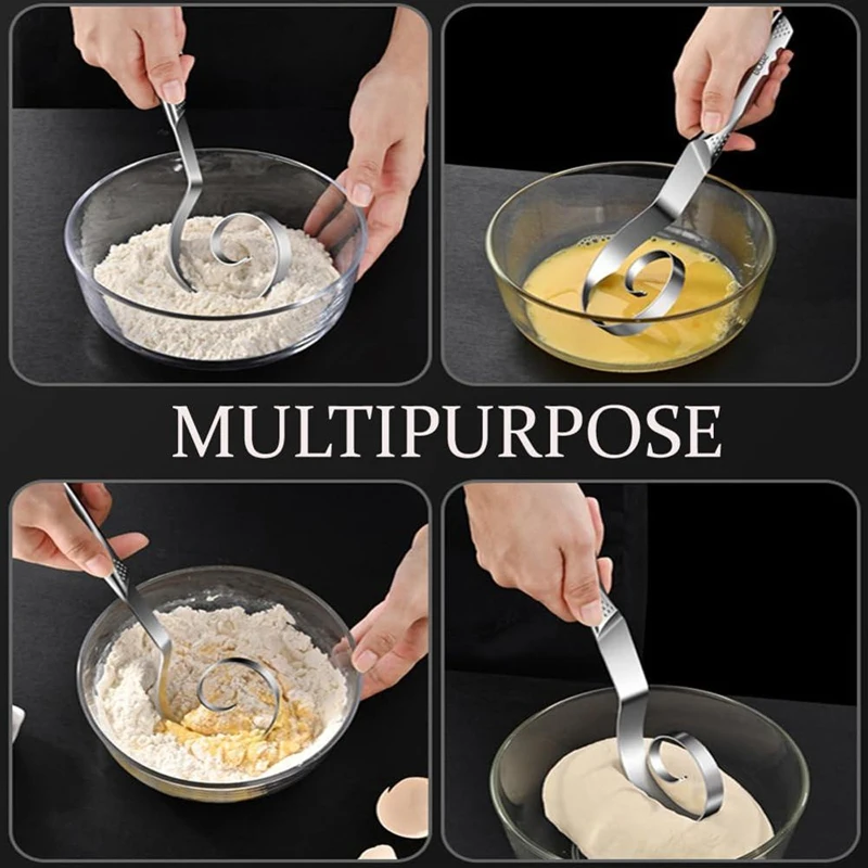 ABRW-خفق العجين الدنماركي - أداة خفق سلسة من الفولاذ المقاوم للصدأ لخبز العجين المخمر والبيتزا والمعجنات وخفق الكيك