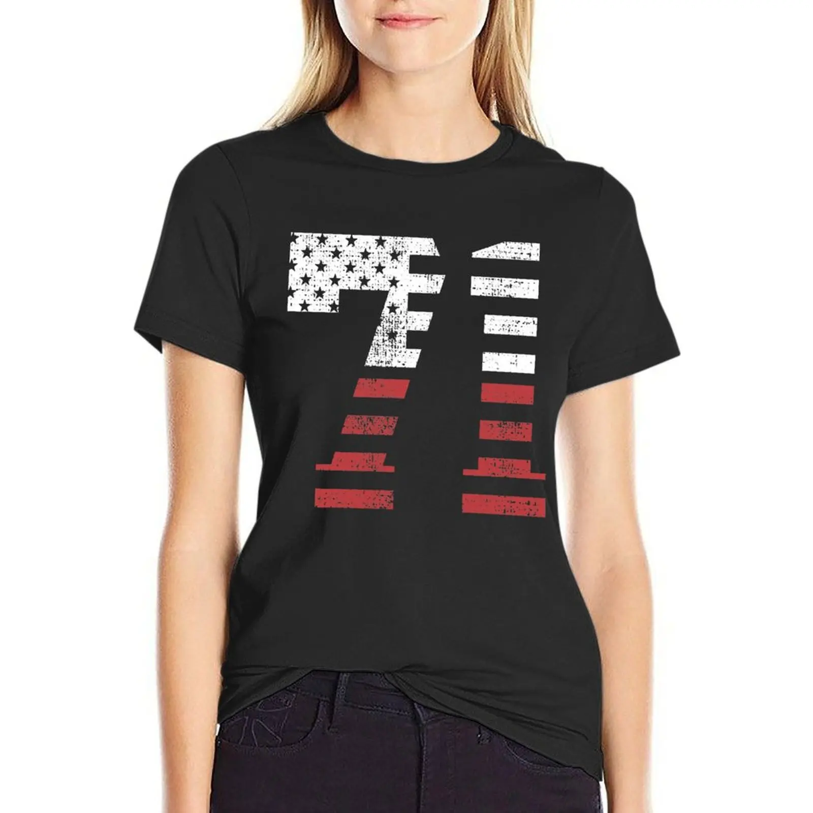 

71 USA vintage number year 1971 T-Shirt tops Short sleeve tee summer tops Women's clothing