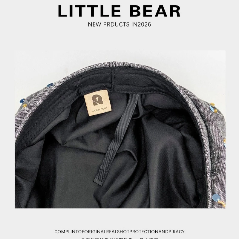 Niche Graue Pailletten-Design Achteckige Baskenmütze für Damen, Vielseitige Sommer- und Herbstmütze im Literarischen Stil, Newsboy-Malermütze für Damen – Detail 6