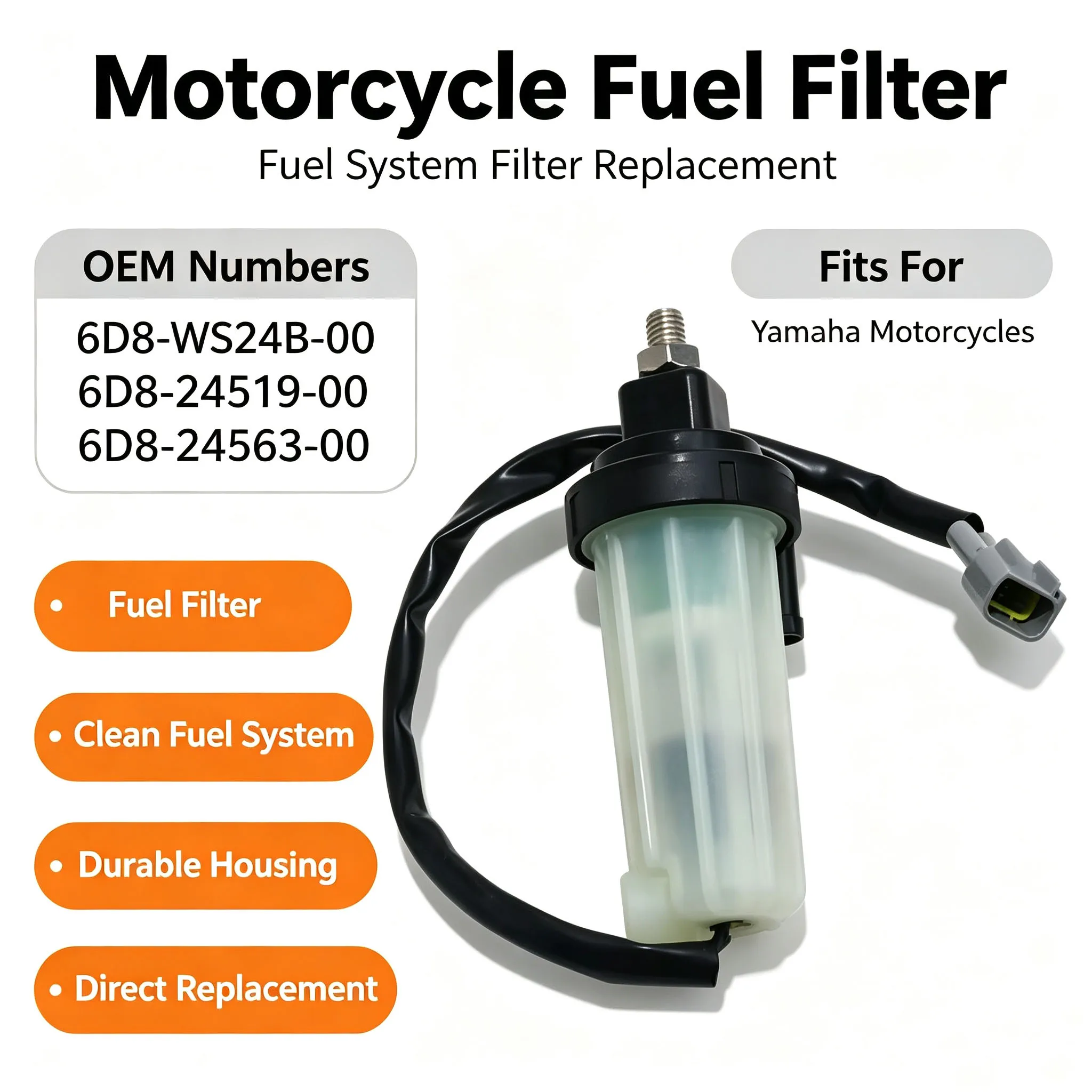 Fuel Filter Assembly For Yamaha 60HP F60 F60F F60C T60 FT60G T60 FT60D 70HP F70 F70A F70C 6D8-24563-00 6D8-24519-00 6D8-WS24B-00