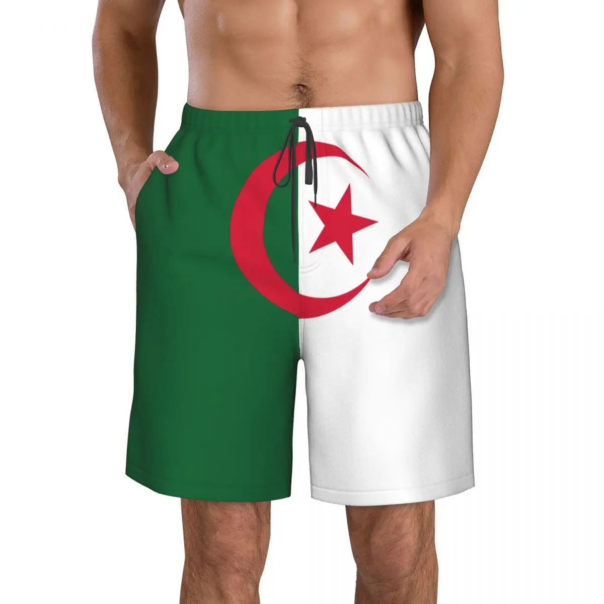 

Мужские крутые пляжные брюки с флагом Алжира, шорты для серфинга, M-2XL, купальники из полиэстера для бега