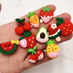 1pcs Fruit Watermelon Cherry PVC Shoe Charms Sandals Accessories For Wristbands Shoe Buckle Decorations Kid X-MAS Gift