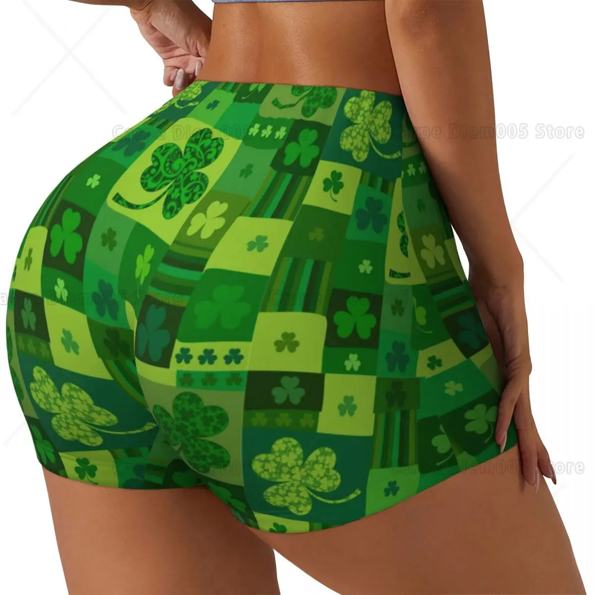 

Женские сексуальные шорты с принтом Святого Патрика, женские шорты с высокой талией, мягкие эластичные шорты для спортзала, велоспорта, повседневная повседневная одежда