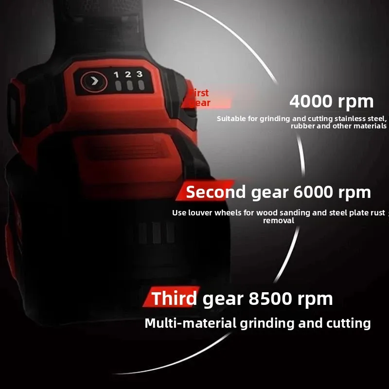 2908 Angle Grinder Lithium Battery Brushless 20V Speed Control Multi-functional Handheld Cutting Machine