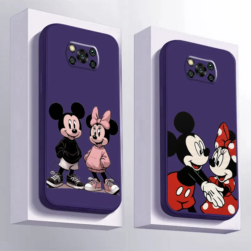 Disney Mickey Cute Phone Case For Xiaomi POCO F5 F4 F3 Pro GT X5 X4 X3 Pro NFC M4 M3 Pro 5G Liquid Silicone Cover Carcasa