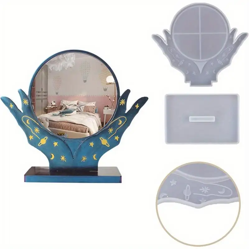 DIY Kristallharz-Gießform für Handspiegel aus Silikon für Schmuck, Bastelarbeiten und Geschenke, Epoxidharz Kreatives DIY-Werkzeug