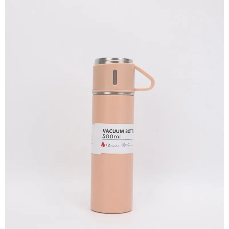 500ML Stainless Steel Vacuum Flask with Business Style Shimmering Design, Coffee Mug Thermos Bottle with Portable Carafe