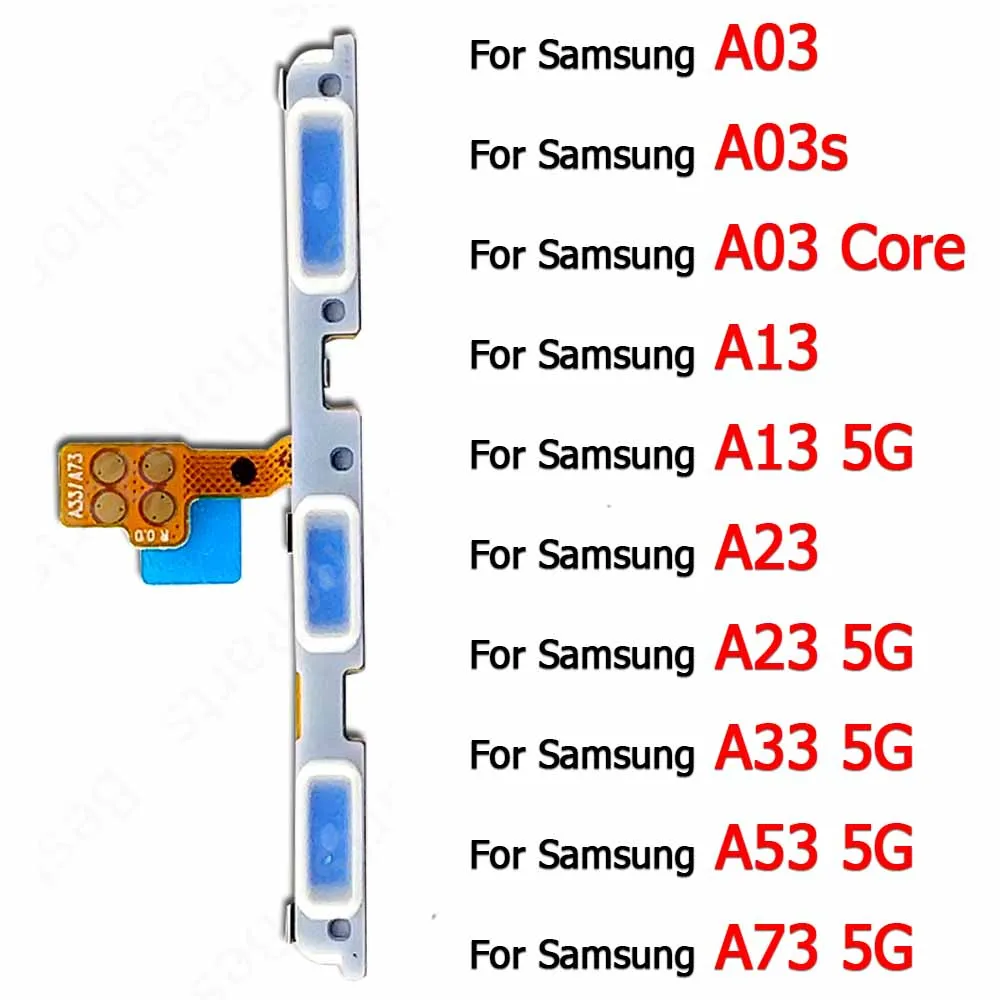 For Samsung Galaxy A53 A73 5G A03 Core A03s A13 A23 A33 Switch Volume Flex Cable Mute Power On Off Key Spare Parts