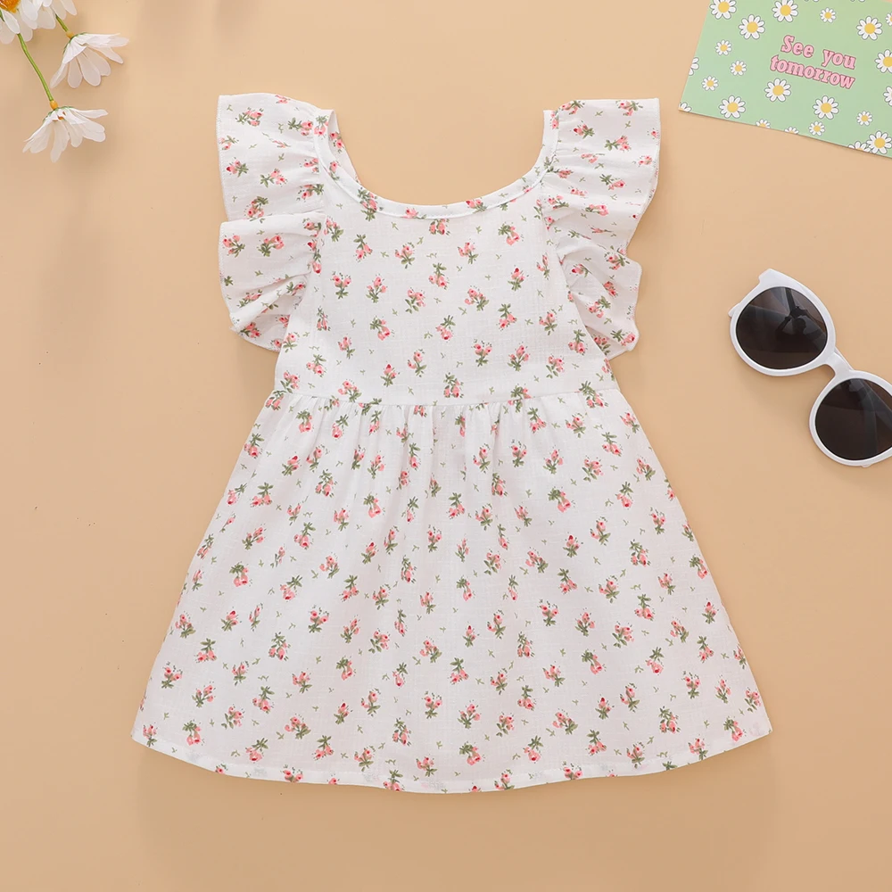 

Baby Girl Ditsy Floral Printed Derss Swewet and Cute Fashion Sundress Everly Rose Infants Dress