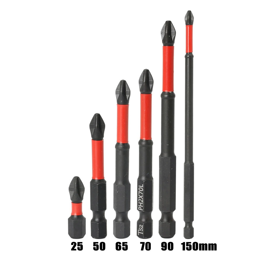 6pcs 25-150mm Magnetic Screwdriver Bits Non-Slip Batch Head PH2 Cross Screwdriver Set Hex Shank Screw Driver Drill Bit Hand Tool