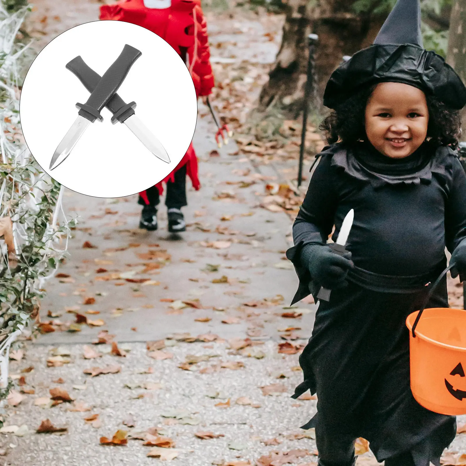 

2Pcs Disappearing Retractable Knife Black Fake Plastic Blade for Halloween Fun Joke Trick Gag Prop Kids Party Entertainment