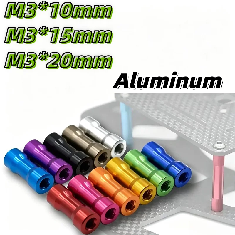 1PCS M3 11 Colours Double Round Aluminum Spacer Standoff Aluminum Standoff Column Stud OD=6mm Length 10mm/15mm/20mm For RC Parts